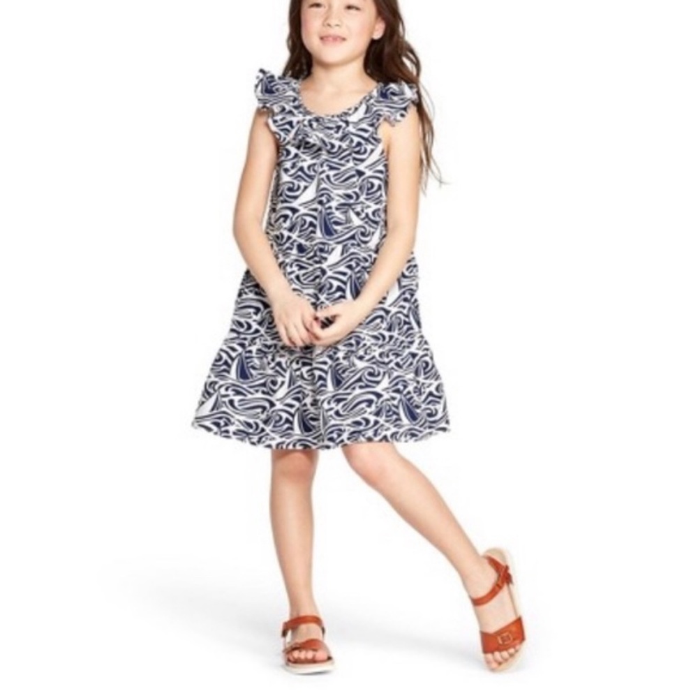 Vineyard Vines for Target Girls Rough Seas Sleeveless Scoop Neck Ruffle Dress